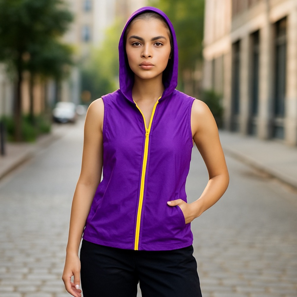 UNDER ARMOUR PURPLE SLEEVELESS ZIP UP HOODIE WOMENS SMALL MED